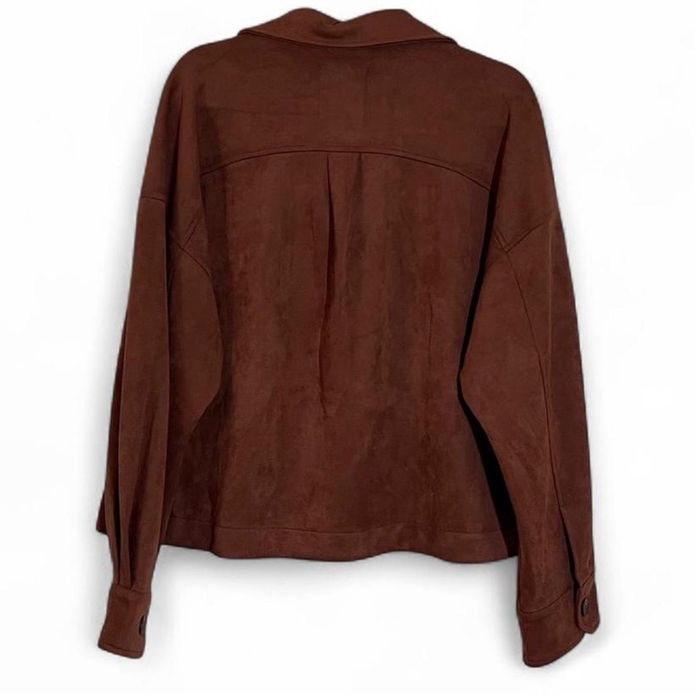 Bagatelle Faux Suede Brown Button Down Jacket Size L Western Boho Chic - Picture 5 of 6